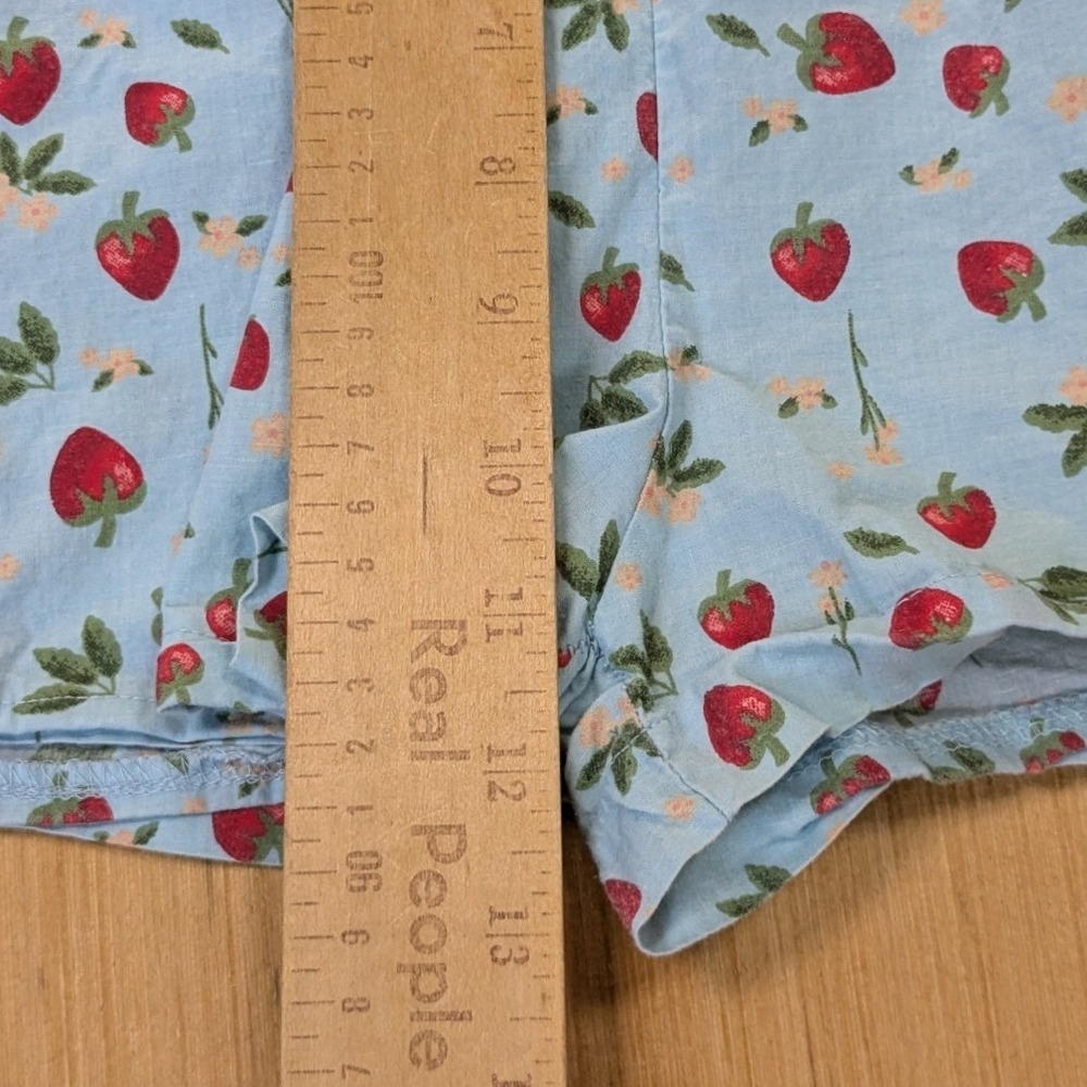 Disney Winnie the Pooh Strawberry Print Pajama Shorts Blue Women Size Large - Picture 7 of 9